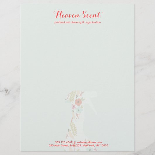 Lettre À En-tête Bouteille Floral Spray Maison Nettoyage (Devant)