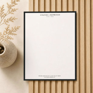 Lettre À En-tête Boutique de Luxe Minimaliste Noir/Ivoire