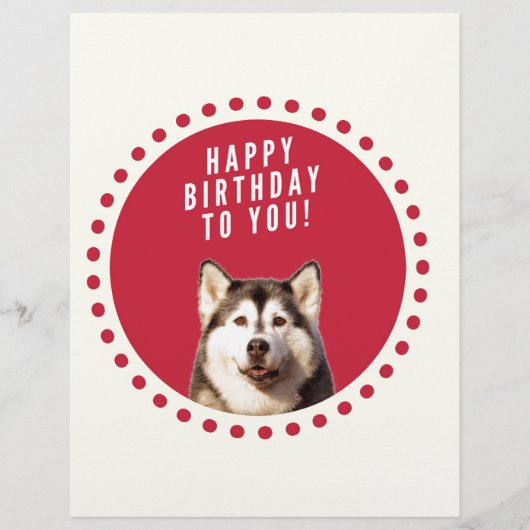 Lettre À En-tête Chatte Sibérien Husky Chien Joyeux Anniversaire (Devant)