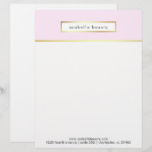 Lettre À En-tête Chic Glam Pink et Faux Gold Business (Devant / Derrière)