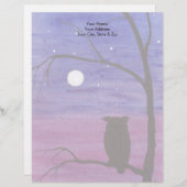 Lettre À En-tête Chouette et Pleine lune (Devant / Derrière)