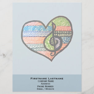 Lettre À En-tête Coeur coloré Rainbow Music Personnalisé