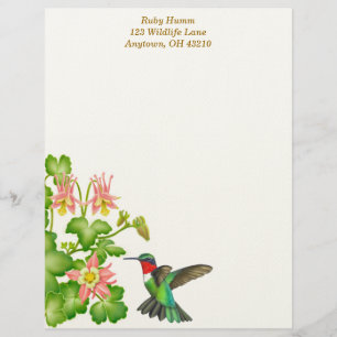 Lettre À En-tête Colibri à gorge rubis en colonnes
