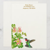 Lettre À En-tête Colibri à gorge rubis en colonnes (Devant / Derrière)