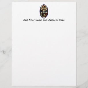 Lettre À En-tête Crucifixion de fenêtre en verre teinté de Jésus