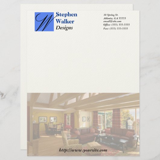 Lettre À En-tête Design d'intérieur fait sur commande stationnaire (Devant / Derrière)