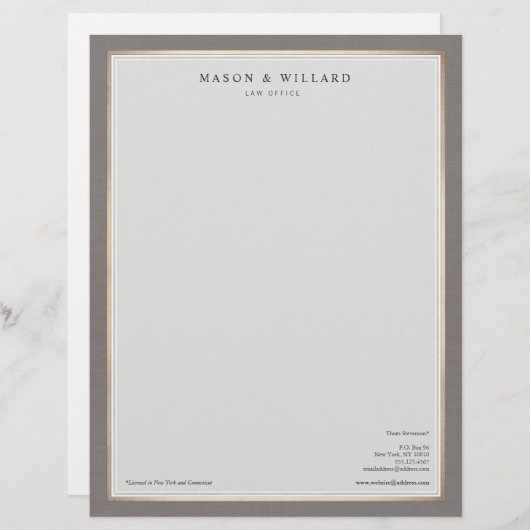 Lettre À En-tête Elégant Procureur professionnel Gold Frontière (Devant / Derrière)