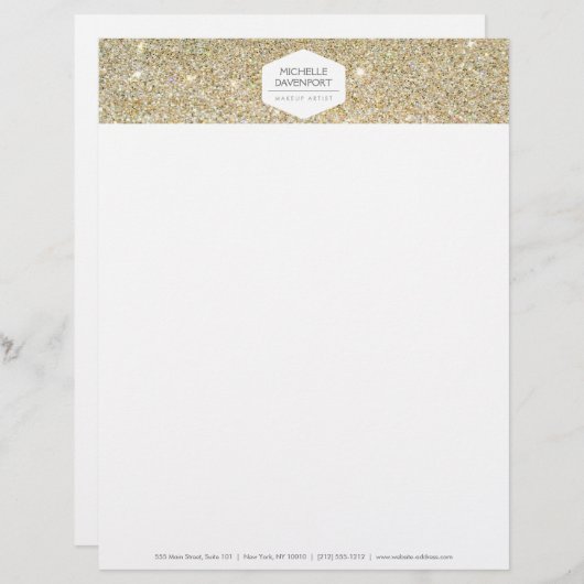 LETTRE À EN-TÊTE EMBLÉME BLANC ÉLÉGANT SUR EN-TÊTE PARTIES SCINTILL (Devant / Derrière)