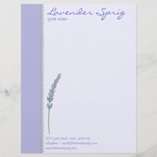 Lettre À En-tête En-tête de la lettre Sprig Lavender (Devant)