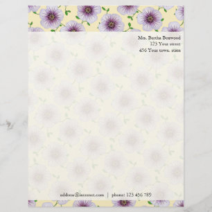 Lettre À En-tête Floral Purple Garden Flowers Photo Adresse personn