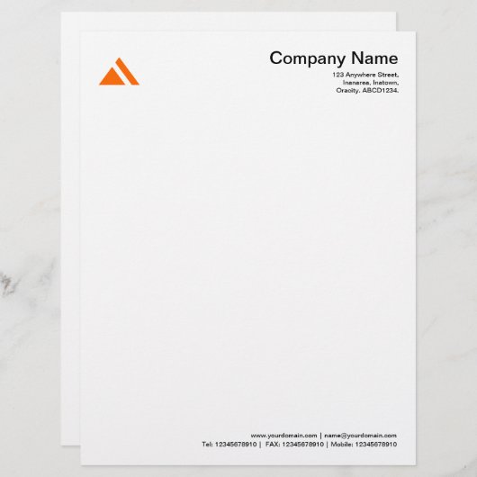 Lettre À En-tête Forme triangulaire 03 - Orange (Devant / Derrière)
