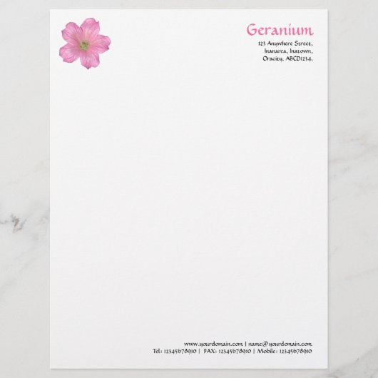 Lettre À En-tête Géranium (Devant)