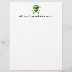 Lettre À En-tête Grenouille mignonne avec des mouches