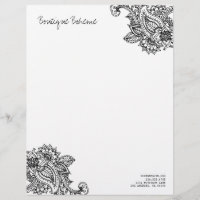 Henné noir et blanc illustré Bohemian Paisley