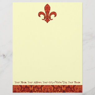 Lettre À En-tête Jardin cramoisi Fleur de lis