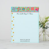 Lettre À En-tête L'édredon de patchwork de turquoise bloque (Debout devant)