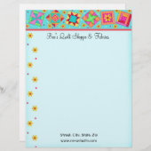 Lettre À En-tête L'édredon de patchwork de turquoise bloque (Devant / Derrière)