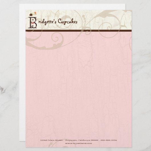 Lettre À En-tête Lettre B Cupcake Business en-tête (Devant / Derrière)