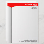 Lettre À En-tête Livre ouvert - Rouge (Devant / Derrière)