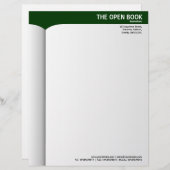 Lettre À En-tête Livre ouvert - Vert foncé 003300 (Devant / Derrière)