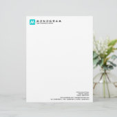 Lettre À En-tête Monogramme Carré arrondi - Turquoise (Debout devant)