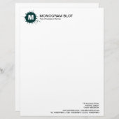 Lettre À En-tête Monogramme - Vert foncé (Devant / Derrière)