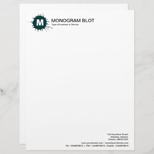 Lettre À En-tête Monogramme - Vert foncé (Devant / Derrière)