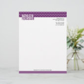 Lettre À En-tête Motif chevron chic violet profond deux tons stylis (Debout devant)