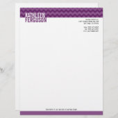 Lettre À En-tête Motif chevron chic violet profond deux tons stylis (Devant / Derrière)