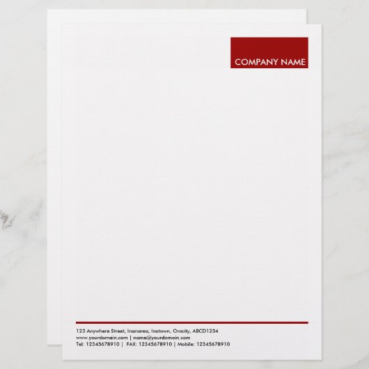 Lettre À En-tête Rectangle - Maroon (Devant / Derrière)