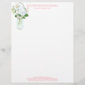 Lettre À En-tête Rustique Pays Mason Fleurs Jar Blanches Hydrangeas (Devant)