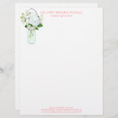 Lettre À En-tête Rustique Pays Mason Fleurs Jar Blanches Hydrangeas (Devant / Derrière)