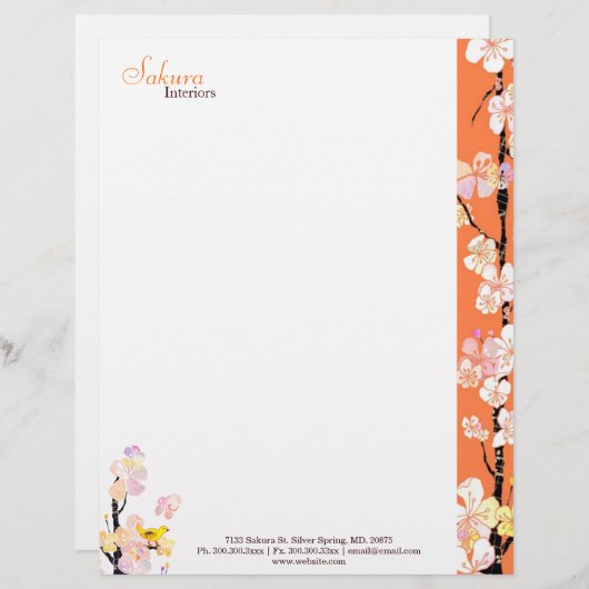 Lettre À En-tête Spring Floral Bird Home Affaires intérieures (Devant / Derrière)