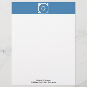 Lettre À En-tête Steel Blue Wht Greek Key Frame