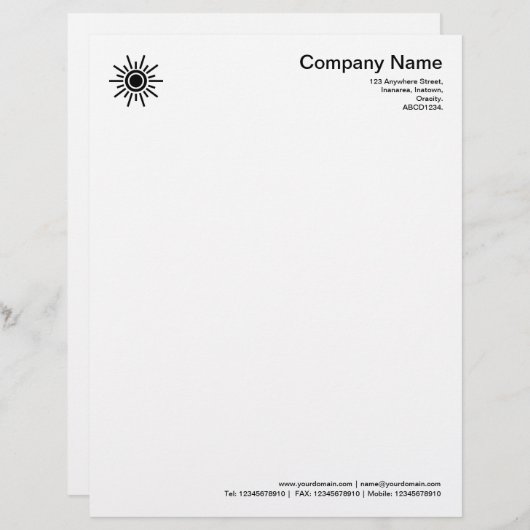 Lettre À En-tête Sun 02 - Noir (Devant / Derrière)