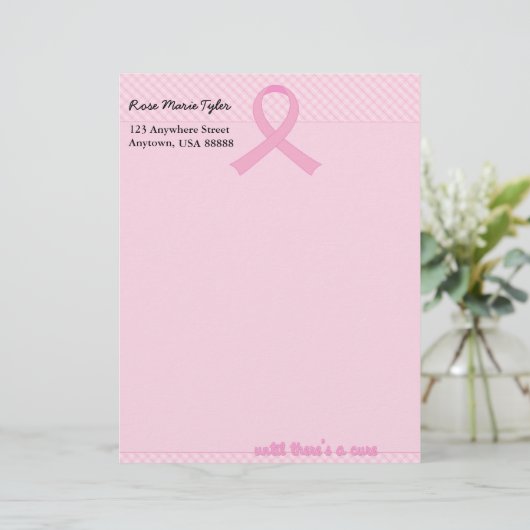 Lettre À En-tête Tartan rose de ruban (Debout devant)