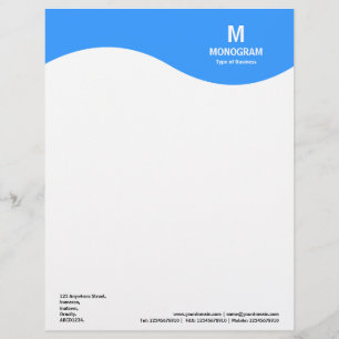 Lettre À En-tête Vague Monogramme - Bleu Bébé 3399FF