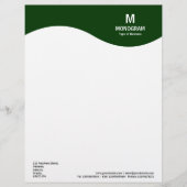 Lettre À En-tête Vague Monogramme - Vert foncé 003300 (Devant)