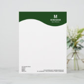 Lettre À En-tête Vague Monogramme - Vert foncé 003300 (Debout devant)