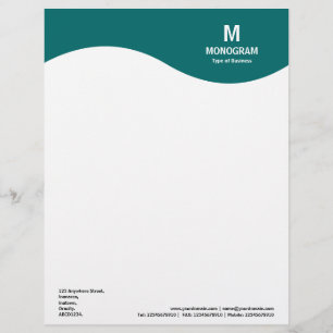 Lettre À En-tête Vague Monogramme - Vert Turquoise 006666