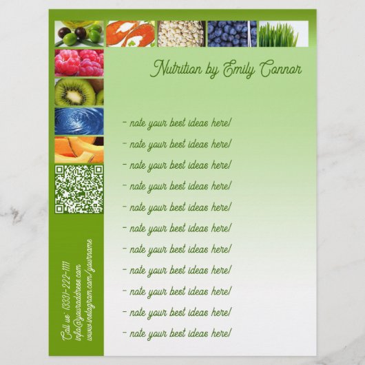 Lettre À En-tête Vie saine Nutritionniste Green Design en-tête (Devant)