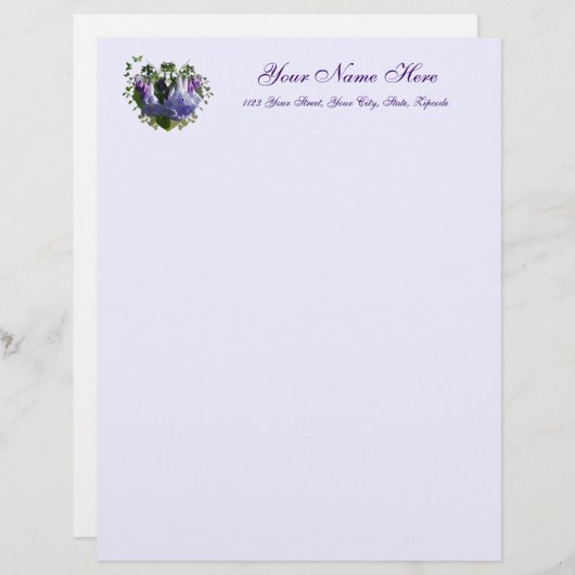 Lettre À En-tête Virginia Bluebells Fleurs sauvages (Devant / Derrière)