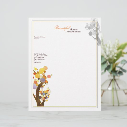 Lettre À En-tête Whimsical Boho Trees Design d'intérieur (Debout devant)