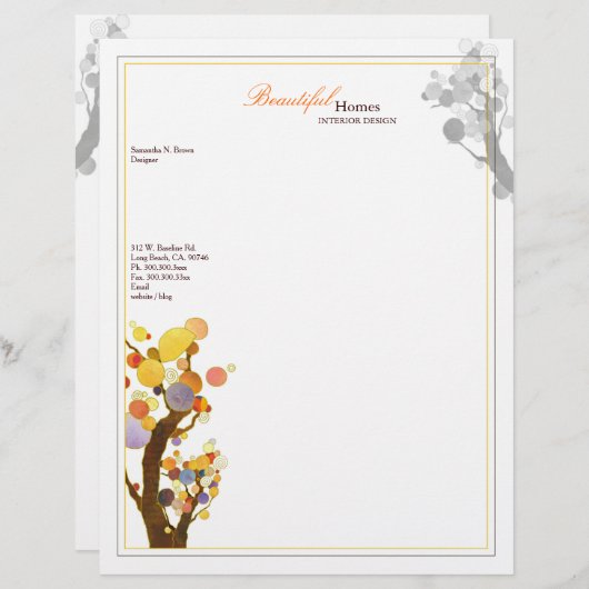 Lettre À En-tête Whimsical Boho Trees Design d'intérieur (Devant / Derrière)