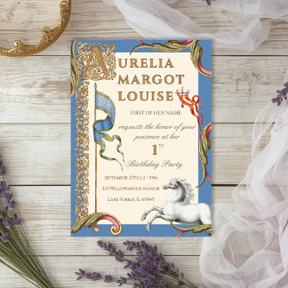 Lettre A Invitation Royale Médiévale pour 1er Anni