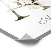 Lettre A Monogram Pink Peony Poster Rose Nursery (Coin)