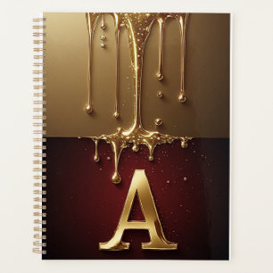 Lettre A Monogramme Doré Avec Métal Qui Dégouline