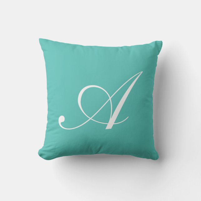 Lettre A Monogramme Turquoise Coussin (Recto)