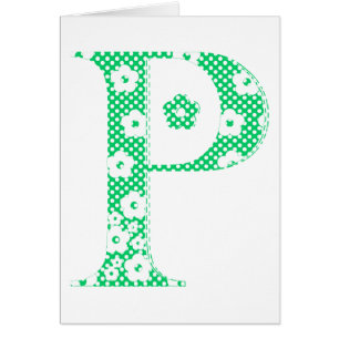 lettre à motifs floraux P (vert & points)