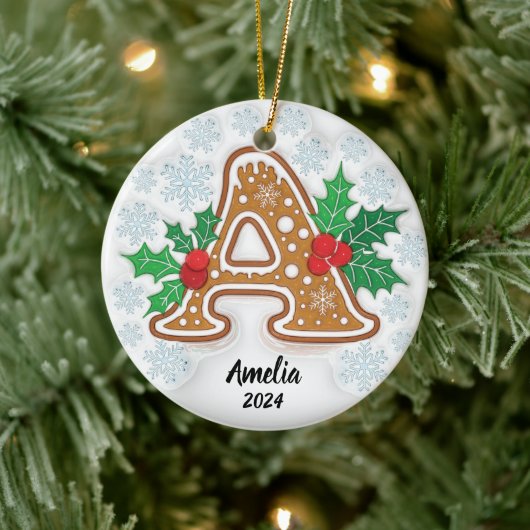 Lettre A Personnalisé Monogramme de Noël Ornement (Arbre)